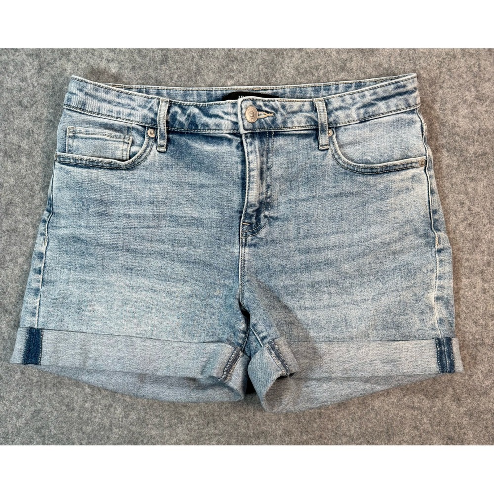 Hudson Los Angeles Women Light Wash Cuffed Denim Jean Shorts Size 6 Mid Rise